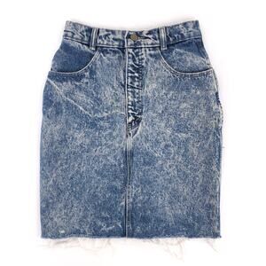 80s acid washed denim jean skirt 1980s vintage